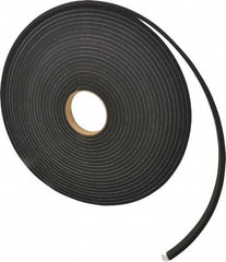 Made in USA - 1/4" Thick x 3/4" Wide x 50' Long Black Closed Cell Neoprene-Blend Spring Rubber Roll - Stock Length, Adhesive Back, 8 to 11 Lb/Cu Ft Density, -40°F to 158°F - USA Tool & Supply