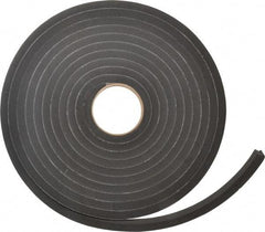 Made in USA - 1/2" Thick x 3/4" Wide x 25' Long Black Closed Cell Neoprene-Blend Spring Rubber Roll - Stock Length, Adhesive Back, 8 to 11 Lb/Cu Ft Density, -40°F to 158°F - USA Tool & Supply