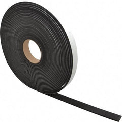Made in USA - 3/16" Thick x 1" Wide x 50' Long Black Closed Cell Neoprene-Blend Spring Rubber Roll - Stock Length, Adhesive Back, 8 to 11 Lb/Cu Ft Density, -40°F to 158°F - USA Tool & Supply