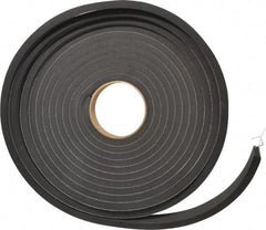 Made in USA - 3/8" Thick x 1" Wide x 25' Long Black Closed Cell Neoprene-Blend Spring Rubber Roll - Stock Length, Adhesive Back, 8 to 11 Lb/Cu Ft Density, -40°F to 158°F - USA Tool & Supply