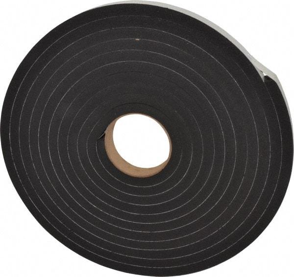 Made in USA - 1/2" Thick x 1" Wide x 25' Long Black Closed Cell Neoprene-Blend Spring Rubber Roll - Stock Length, Adhesive Back, 8 to 11 Lb/Cu Ft Density, -40°F to 158°F - USA Tool & Supply