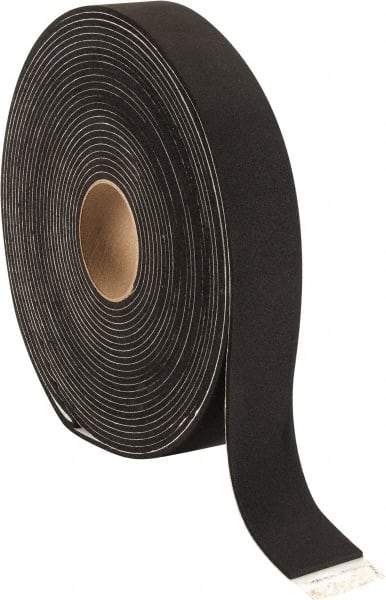 Made in USA - 3/16" Thick x 2" Wide x 50' Long Black Closed Cell Neoprene-Blend Spring Rubber Roll - Stock Length, Adhesive Back, 8 to 11 Lb/Cu Ft Density, -40°F to 158°F - USA Tool & Supply