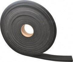 Made in USA - 1/2" Thick x 2" Wide x 25' Long Black Closed Cell Neoprene-Blend Spring Rubber Roll - Stock Length, Adhesive Back, 8 to 11 Lb/Cu Ft Density, -40°F to 158°F - USA Tool & Supply