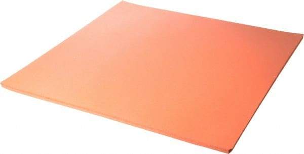 Made in USA - 12" Long, 12" Wide, Silicone Foam Rubber Foam Sheet - Orange-Red, -103 to 450°F, Plain Backing, Stock Length - USA Tool & Supply