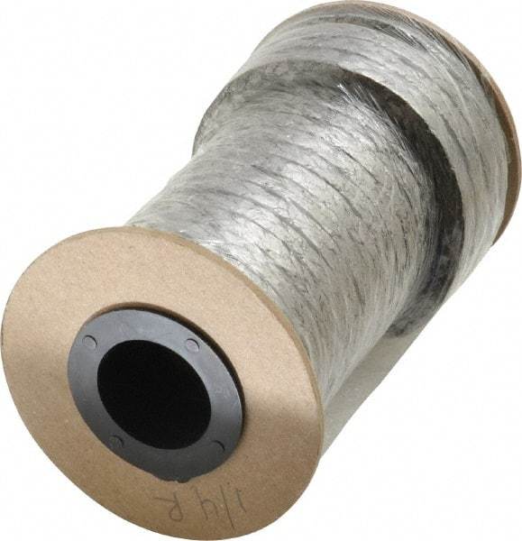 Made in USA - 1/4" x 28-1/2' Spool Length, Carbon Fiber Compression Packing - 3,500 Max psi, -450 to 1200° F, Dark Gray - USA Tool & Supply