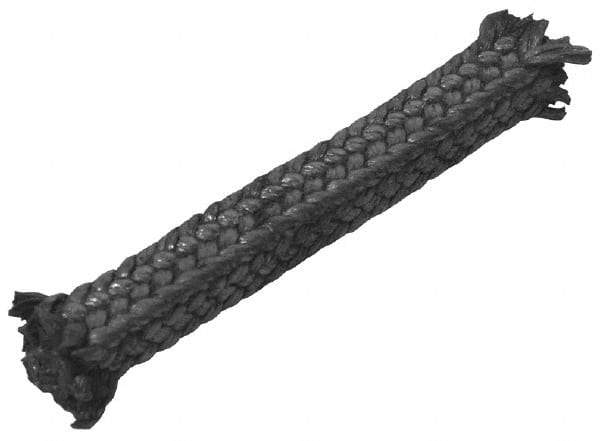 Made in USA - 1/2" x 5.1' Spool Length, Carbon Fiber Compression Packing - 3,500 Max psi, -450 to 1200° F, Dark Gray - USA Tool & Supply