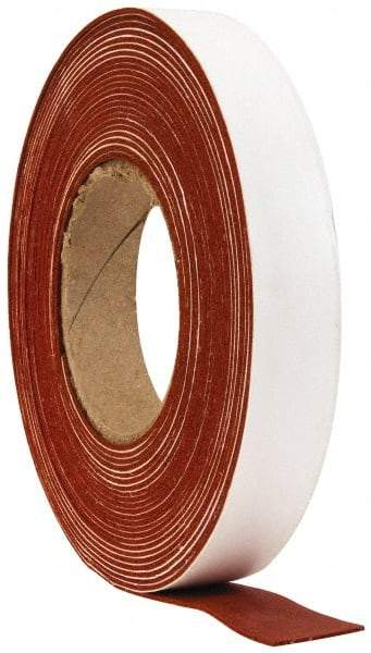 Made in USA - 1/16" Thick x 1" Wide x 30' Long Tan-Orange Closed Cell Silicone Foam Rubber Roll - Stock Length, Adhesive Back, 33 Lb/Cu Ft Density, -100°F to 500°F - USA Tool & Supply