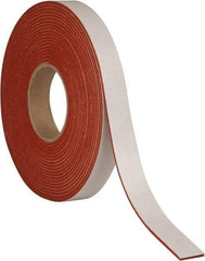 Made in USA - 3/16" Thick x 3/4" Wide x 20' Long Tan-Orange Closed Cell Silicone Foam Rubber Roll - Stock Length, Adhesive Back, 33 Lb/Cu Ft Density, -100°F to 500°F - USA Tool & Supply