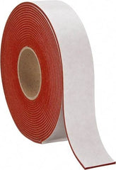 Made in USA - 1/8" Thick x 2" Wide x 30' Long Tan-Orange Closed Cell Silicone Foam Rubber Roll - Stock Length, Adhesive Back, 33 Lb/Cu Ft Density, -100°F to 500°F - USA Tool & Supply