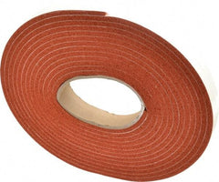 Made in USA - 3/16" Thick x 1" Wide x 20' Long Tan-Orange Closed Cell Silicone Foam Rubber Roll - Stock Length, Adhesive Back, 33 Lb/Cu Ft Density, -100°F to 500°F - USA Tool & Supply