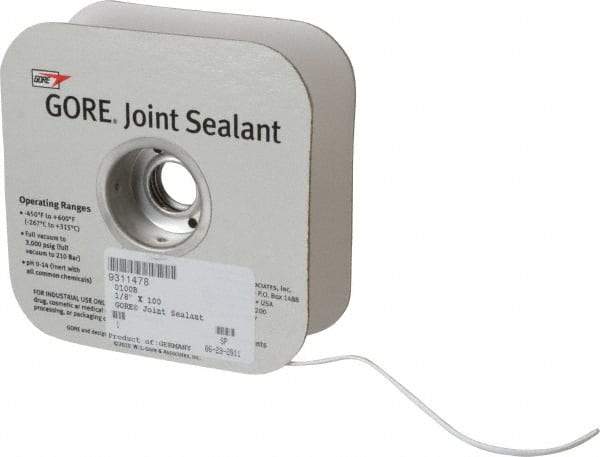 Value Collection - 100' Long x 1/8" Wide Gore Tex Joint Sealant - White, 1/8 to 1/4" Approximate Flange Form Width - USA Tool & Supply