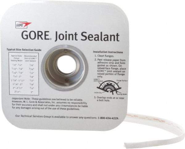 Value Collection - 75' Long x 3/16" Wide Gore Tex Joint Sealant - White, 5/16 to 3/8" Approximate Flange Form Width - USA Tool & Supply