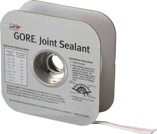 Value Collection - 25' Long x 3/8" Wide Gore Tex Joint Sealant - White, 3/4 to 1" Approximate Flange Form Width - USA Tool & Supply