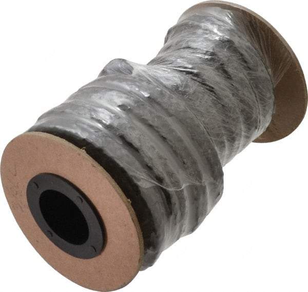 Made in USA - 3/8" x 9' Spool Length, Graphite Yarn Compression Packing - 3,500 Max psi, -450 to 6000° F, Dark Gray - USA Tool & Supply