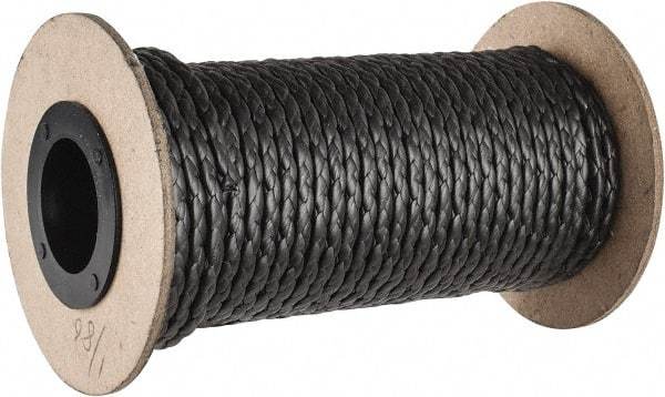 Made in USA - 1/8" x 38' Spool Length, 100% GFO Fiber Compression Packing - 1,900 Max psi, -400 to 550° F, Dark Gray - USA Tool & Supply