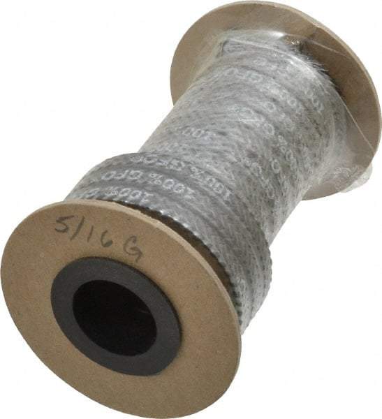 Made in USA - 5/16" x 7.1' Spool Length, 100% GFO Fiber Compression Packing - 1,900 Max psi, -400 to 550° F, Dark Gray - USA Tool & Supply