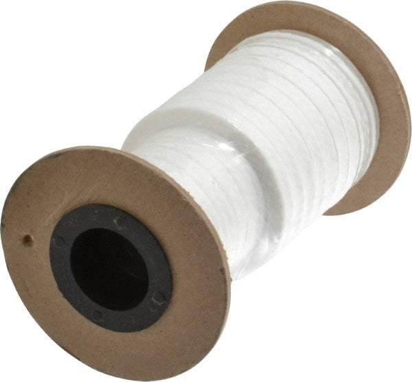 Made in USA - 1/4" x 10' Spool Length, PTFE/Soft Filament Compression Packing - 1,000 Max psi, -450 to 500° F, White - USA Tool & Supply