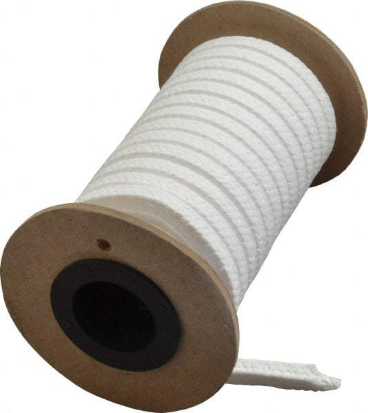 Made in USA - 1/4" x 10' Spool Length, PTFE/Hard Filament Compression Packing - 4,000 Max psi, -450 to 500° F, White - USA Tool & Supply