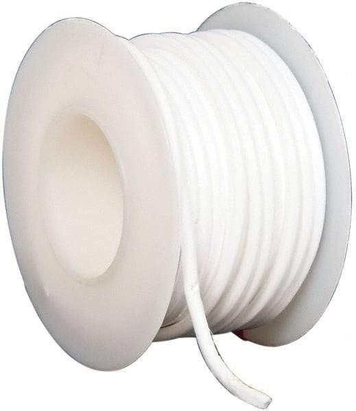 Made in USA - 3/32" x 20' Spool Length, PTFE Compression Packing - -450 to 550° F, White - USA Tool & Supply