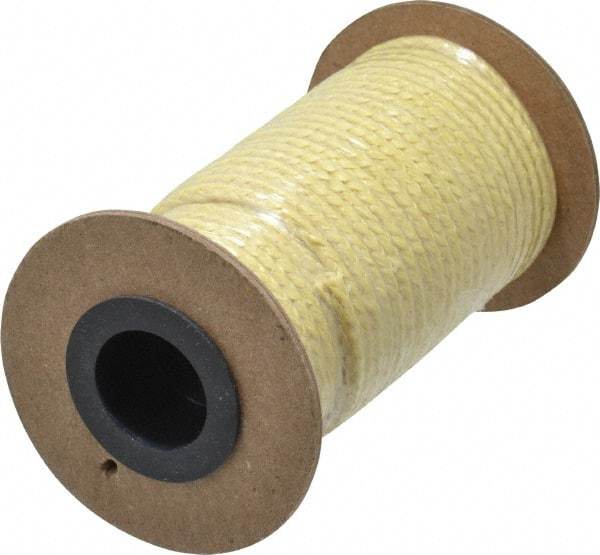 Made in USA - 1/8" x 40' Spool Length, PTFE/Aramid Composite Compression Packing - 2,500 Max psi, -50 to 550° F, Tan - USA Tool & Supply