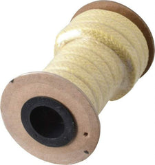 Made in USA - 3/8" x 11' Spool Length, PTFE/Aramid Composite Compression Packing - 2,500 Max psi, -50 to 550° F, Tan - USA Tool & Supply