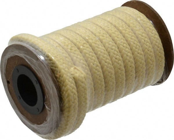 Made in USA - 3/8" x 22' Spool Length, PTFE/Aramid Composite Compression Packing - USA Tool & Supply