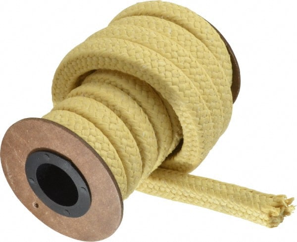 Made in USA - 1/2" x 8' Spool Length, PTFE/Aramid Composite Compression Packing - USA Tool & Supply