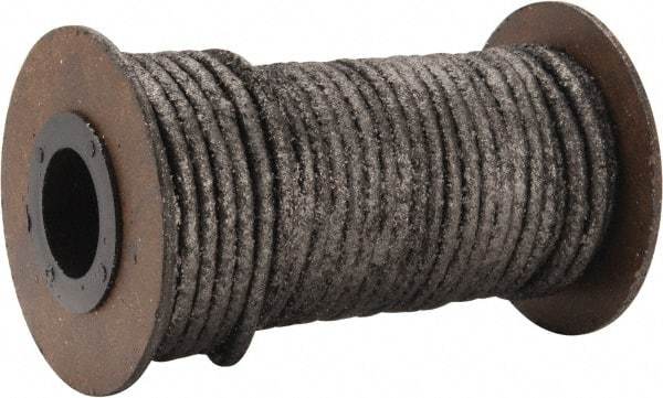 Made in USA - 1/8" x 43-1/2' Spool Length, Graphite Impregnated Aramid Compression Packing - 1,800 Max psi, -50 to 600° F, Gray - USA Tool & Supply