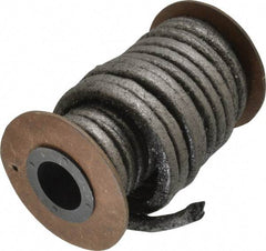 Made in USA - 1/4" x 12-1/2' Spool Length, Graphite Impregnated Aramid Compression Packing - 1,800 Max psi, -50 to 600° F, Gray - USA Tool & Supply