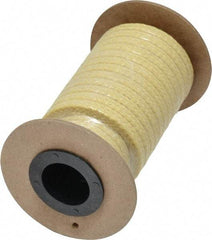 Made in USA - 1/4" x 12' Spool Length, TFE/Aramid Compression Packing - 5,000 Max psi, -100 to 500° F, Yellow - USA Tool & Supply