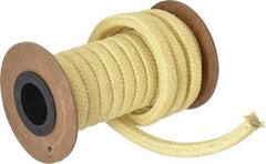 Made in USA - 5/16" x 8.2' Spool Length, TFE/Aramid Compression Packing - 5,000 Max psi, -100 to 500° F, Yellow - USA Tool & Supply