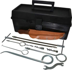 Made in USA - 48 Piece Interchangeable Tip Packing Tool Set - Contains (2) 7-1/2", (2) 11" & (2) 14-1/2" Flexible Shaft Extractors, (2) 6", (2) 10", & (2) 14" Rigid Shaft Extractors, & (3) 10" Rigid Shaft Picks - USA Tool & Supply