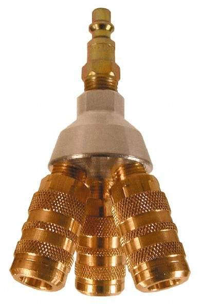 Coilhose Pneumatics - 1/4" Inlet, 1/4" Outlet Manifold - 3" Long x 3" Wide x 4-1/2" High, 1 Inlet Port, 3 Outlet Ports - USA Tool & Supply