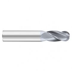 9/16 Dia. x 3-1/2 Overall Length 4-Flute Ball Nose Solid Carbide SE End Mill-Round Shank-Center Cut-TiCN - USA Tool & Supply