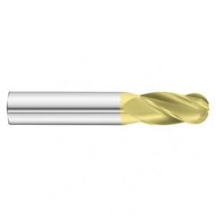 9/16 Dia. x 3-1/2 Overall Length 4-Flute Ball Nose Solid Carbide SE End Mill-Round Shank-Center Cut-TiN - USA Tool & Supply