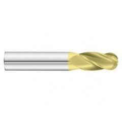 9/16 Dia. x 3-1/2 Overall Length 4-Flute Ball Nose Solid Carbide SE End Mill-Round Shank-Center Cut-TiN - USA Tool & Supply
