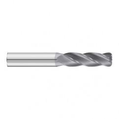 3/16 Dia. x 4 Overall Length 4-Flute .010 C/R Solid Carbide SE End Mill-Round Shank-Center Cut-TiAlN - USA Tool & Supply