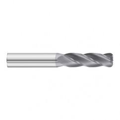 3/16 Dia. x 3 Overall Length 4-Flute .015 C/R Solid Carbide SE End Mill-Round Shank-Center Cut-TiAlN - USA Tool & Supply