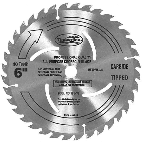 Amana Tool - 6" Diam, 1/2" Arbor Hole Diam, 40 Tooth Wet & Dry Cut Saw Blade - Carbide-Tipped, General Purpose Action, Standard Round Arbor - USA Tool & Supply