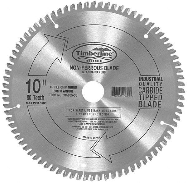 Amana Tool - 10" Diam, 5/8" Arbor Hole Diam, 60 Tooth Wet & Dry Cut Saw Blade - Carbide-Tipped, Chip Free Action, Standard Round Arbor - USA Tool & Supply