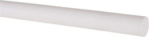 Made in USA - 4' Long, 1/2" Diam, PTFE (Virgin) Plastic Rod - White - USA Tool & Supply