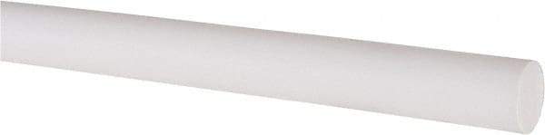 Made in USA - 6' Long, 1/2" Diam, PTFE (Virgin) Plastic Rod - White - USA Tool & Supply
