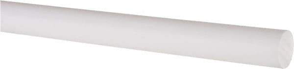 Made in USA - 3' Long, 5/8" Diam, PTFE (Virgin) Plastic Rod - White - USA Tool & Supply