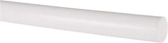 Made in USA - 5' Long, 3/4" Diam, PTFE (Virgin) Plastic Rod - White - USA Tool & Supply