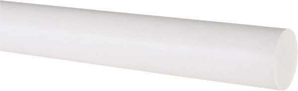 Made in USA - 2' Long, 1" Diam, PTFE (Virgin) Plastic Rod - White - USA Tool & Supply