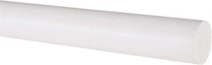 Made in USA - 2' Long, 1" Diam, PTFE (Virgin) Plastic Rod - White - USA Tool & Supply