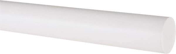 Made in USA - 4' Long, 1" Diam, PTFE (Virgin) Plastic Rod - White - USA Tool & Supply
