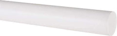Made in USA - 6' Long, 1" Diam, PTFE (Virgin) Plastic Rod - White - USA Tool & Supply