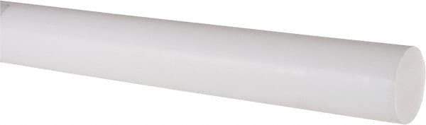 Made in USA - 1' Long, 1-1/4" Diam, PTFE (Virgin) Plastic Rod - White - USA Tool & Supply
