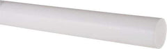Made in USA - 1' Long, 1-1/4" Diam, PTFE (Virgin) Plastic Rod - White - USA Tool & Supply
